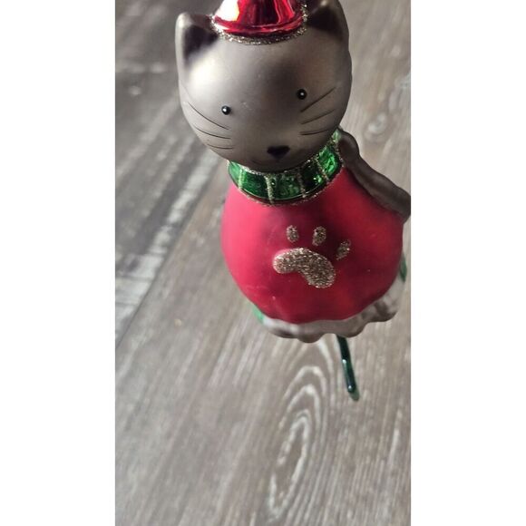 2~blown glass christmas Cat Kitty ornaments - Picture 2 of 10